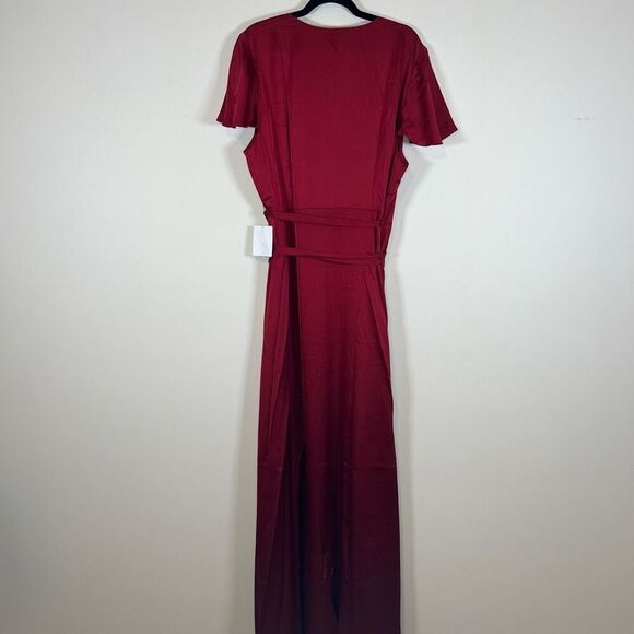 NWT Show Me Your MuMu Noelle Satin Wrap Dress Red Luxe XXXL - Picture 11 of 12